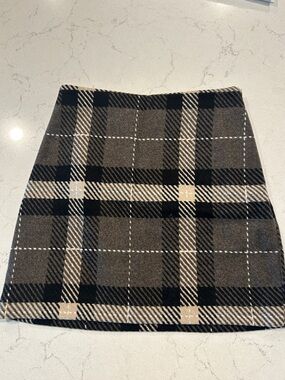 H&M Wool Blend Mini Skirt in Black and Brown